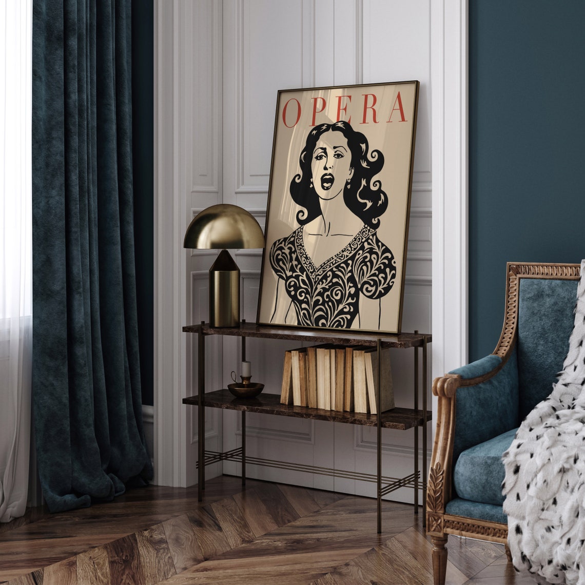 Vintage Opera Diva Singing Portrait Bold Red Black Retro Poster - Image 5