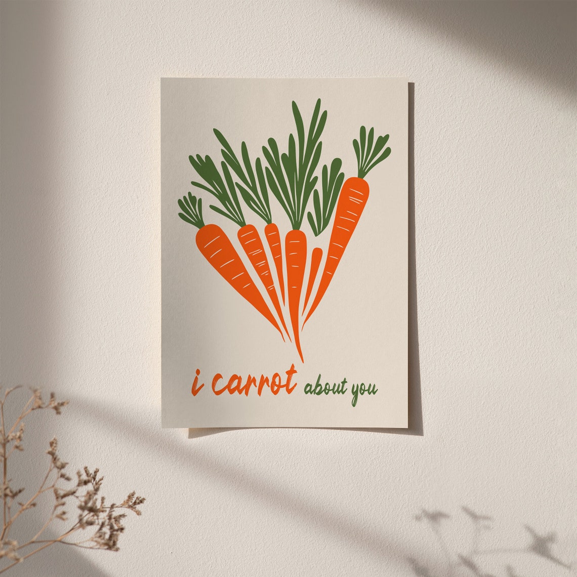 I Carrot About You Pun Poster with Playful Carrot Illustration - Image 5