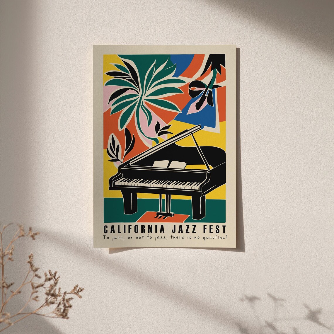 California Jazz Fest Grand Piano Colorful Tropical Music Poster - Image 2