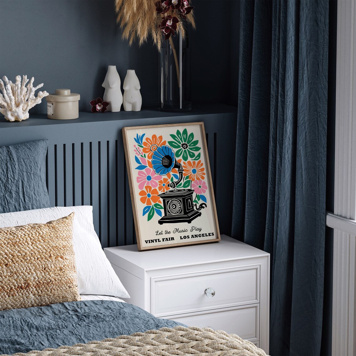 Let the Music Play Vinyl Fair Los Angeles Floral Gramophone Poster - Image 3