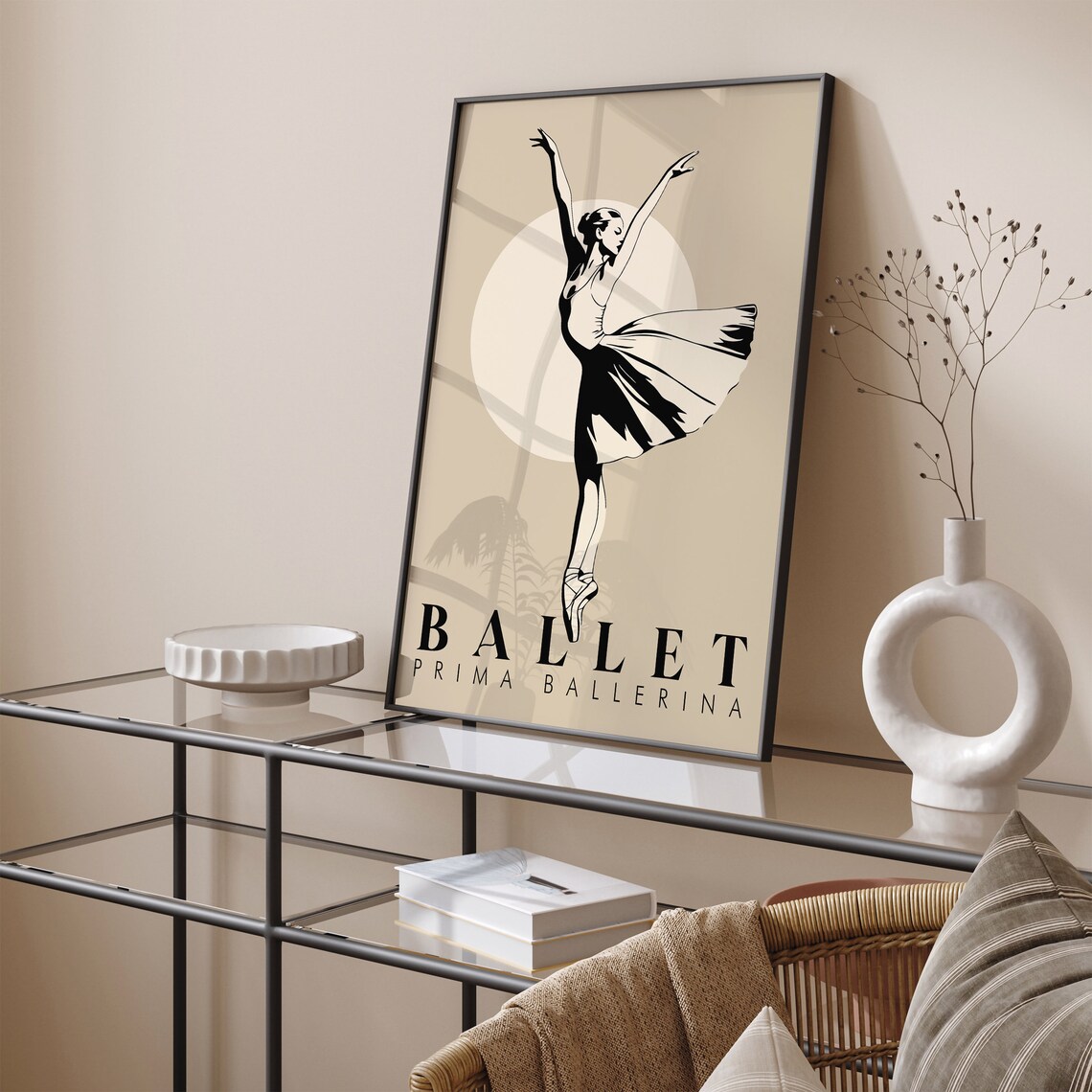 Elegant Prima Ballerina Silhouette Ballet Poster In Black Ink - Image 2