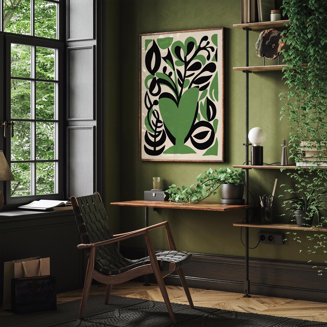 Abstract Matisse Style Botanical Plant in Four Color Variants Poster - Image 3