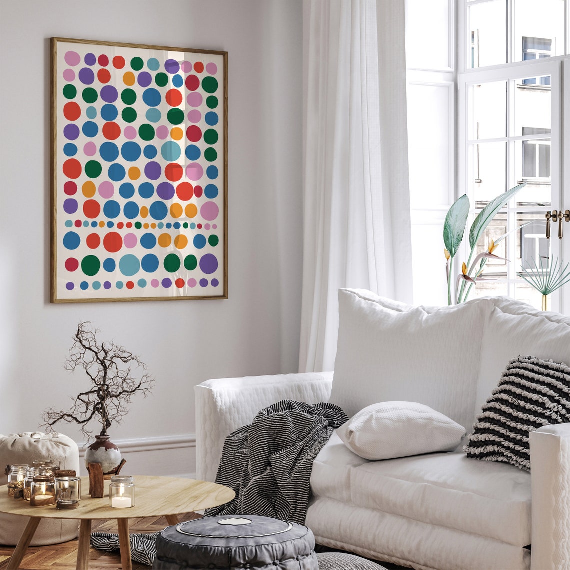 Joyful Multicolor Polka Dot Abstract Pattern Poster On Cream - Image 4