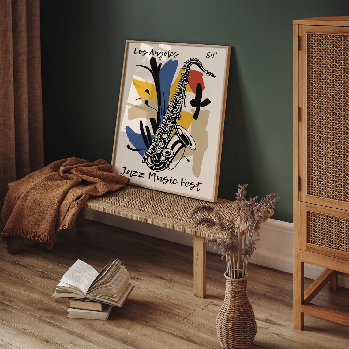 Los Angeles 84 Jazz Music Fest Poster Saxophone Art Print Retro Music Festival Wall Decor Abstract Jazz Concert Illustration Jazz Print - Image 5