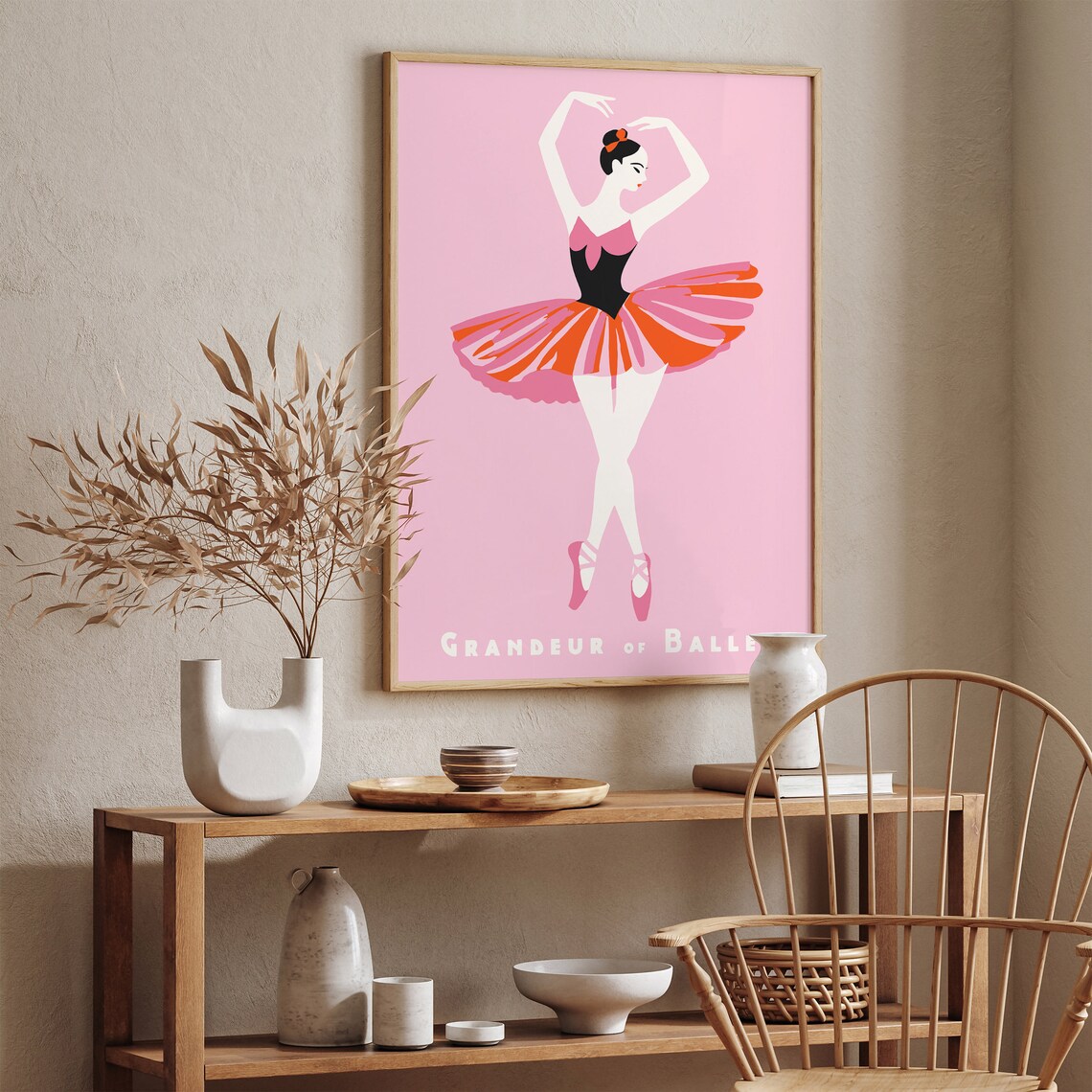 Pink Grandeur of Ballet Ballerina in Striped Tutu Nursery Poster - Image 4