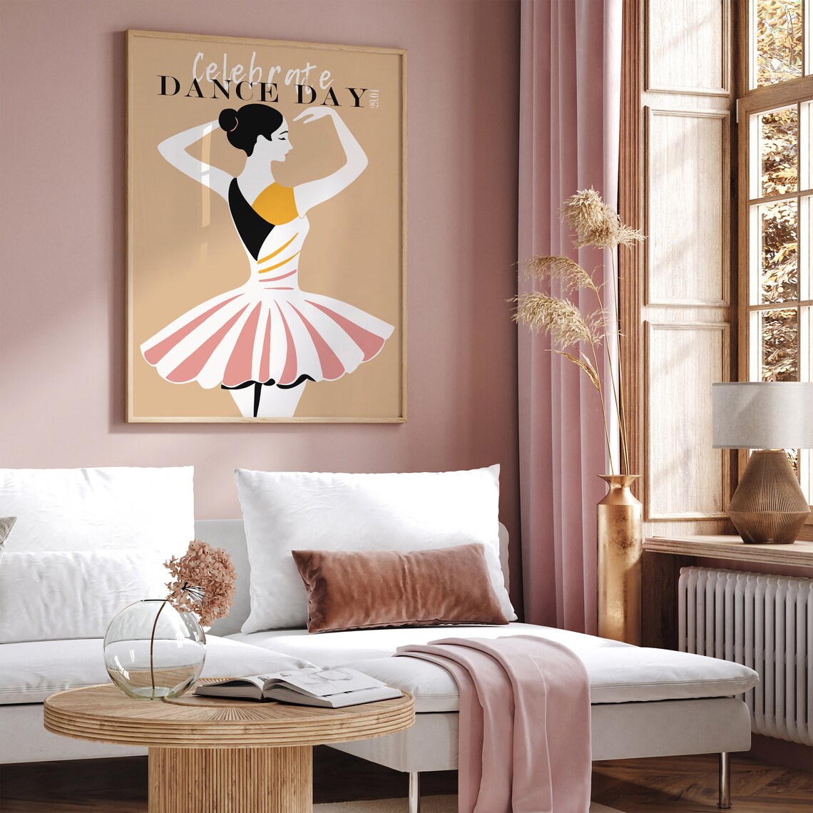 Celebrate Dance Day April 29 Blush Pink Tutu Ballerina Poster - Image 3