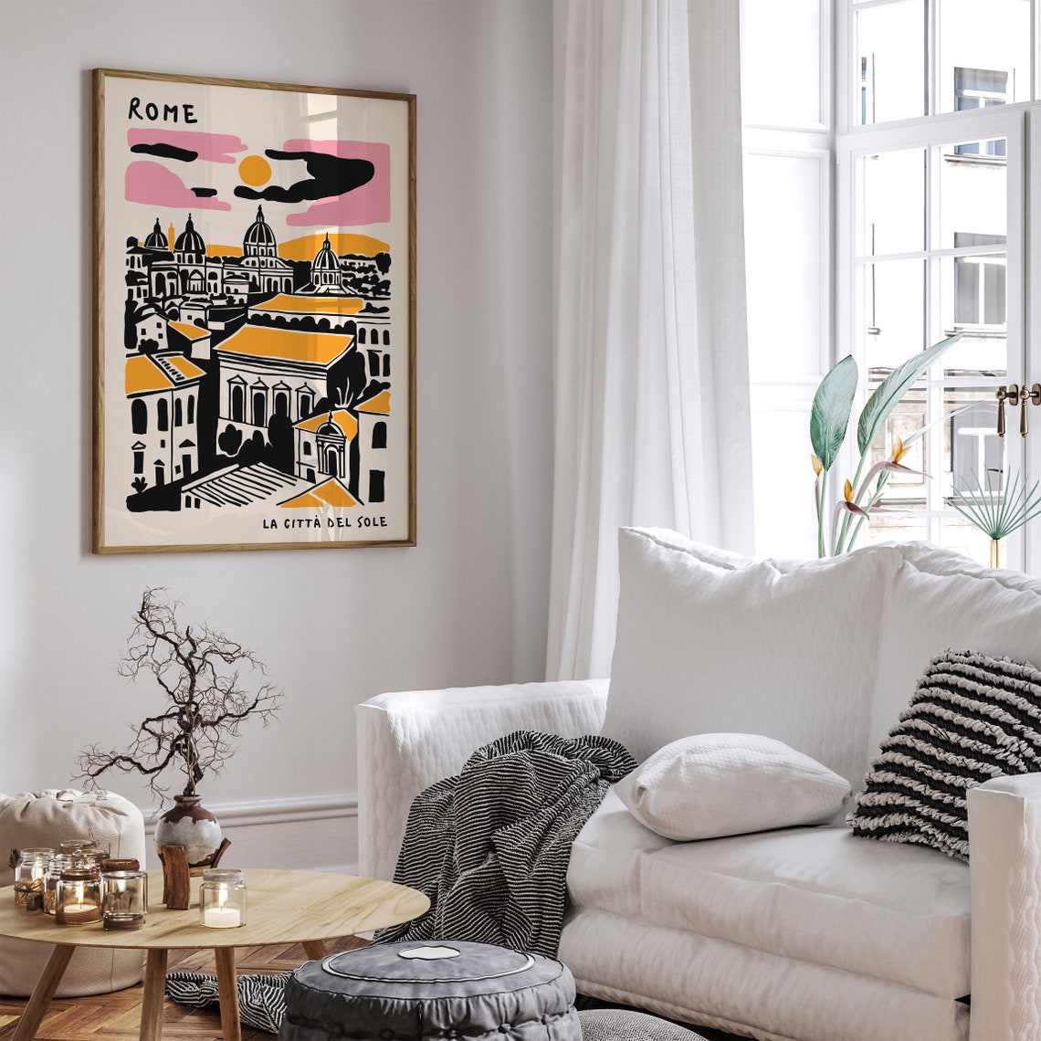Rome La Città del Sole Domes Cityscape Retro Travel Art Poster - Image 6