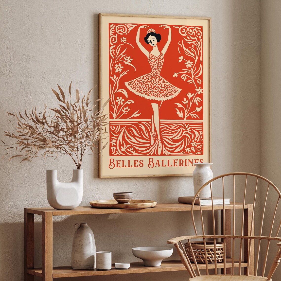 Elegant Vintage French Belles Ballerines Red Tutu Dancer Poster - Image 5