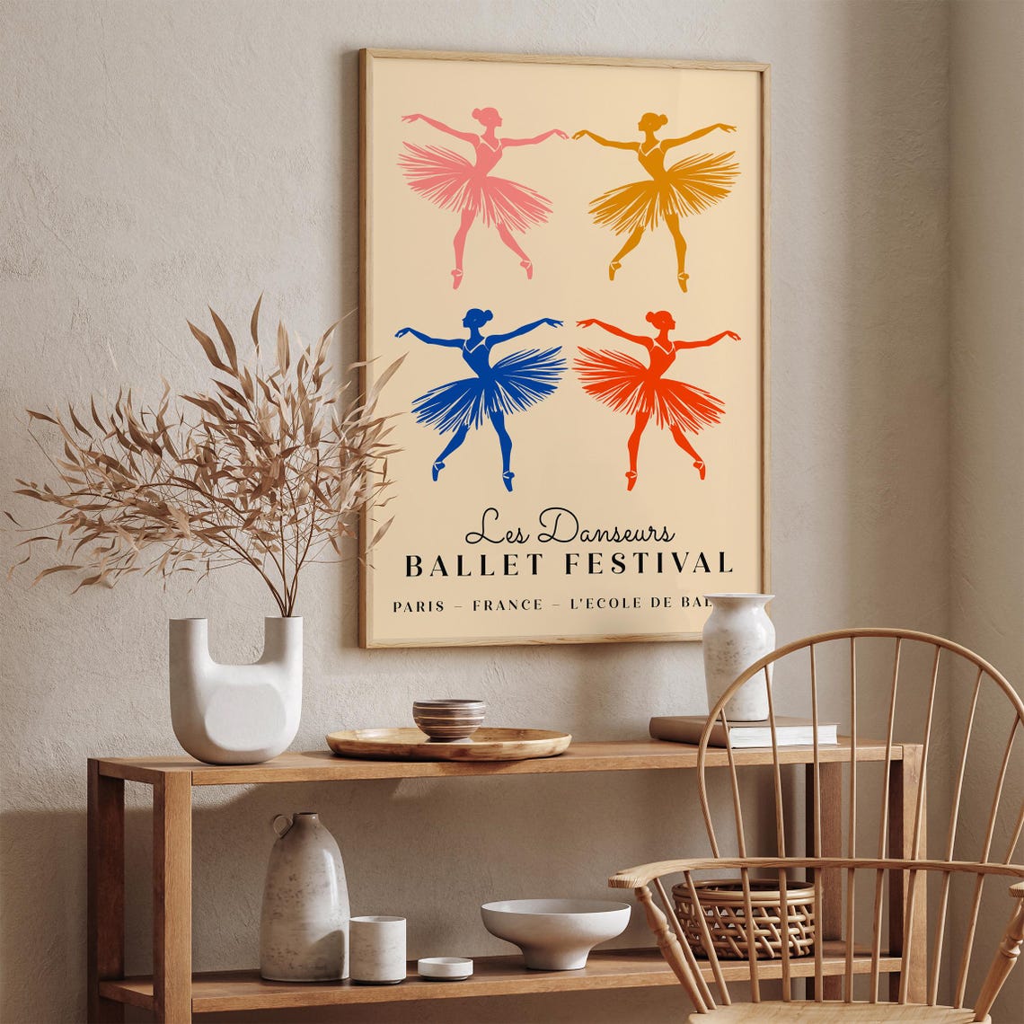 Les Danseurs Paris Ballet Festival Four Colorful Ballerinas Poster - Image 3