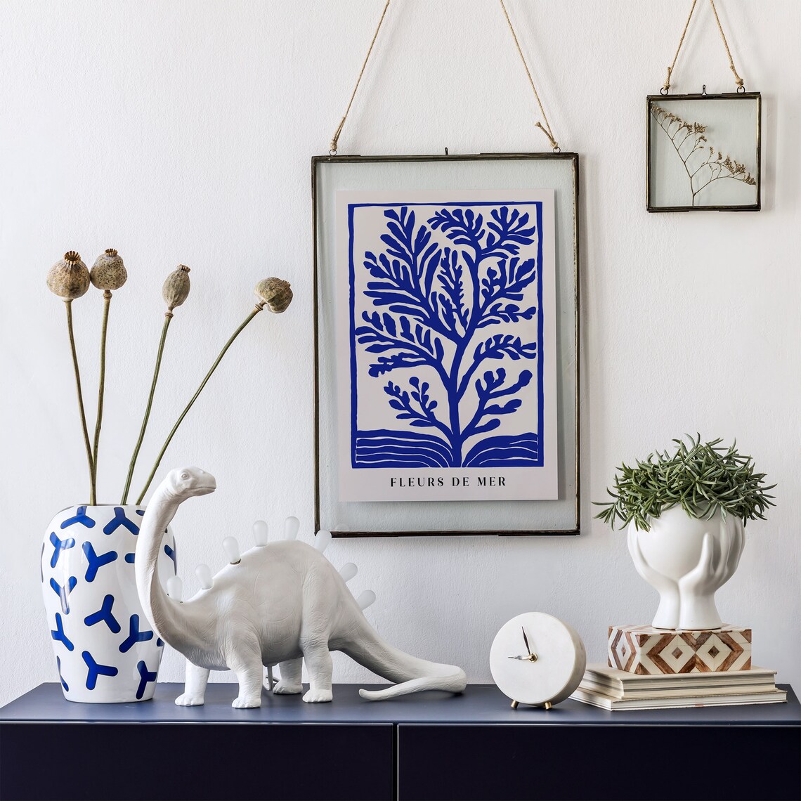Fleurs De Mer Blue Seaweed Coral Coastal Botanical Art Poster - Image 3