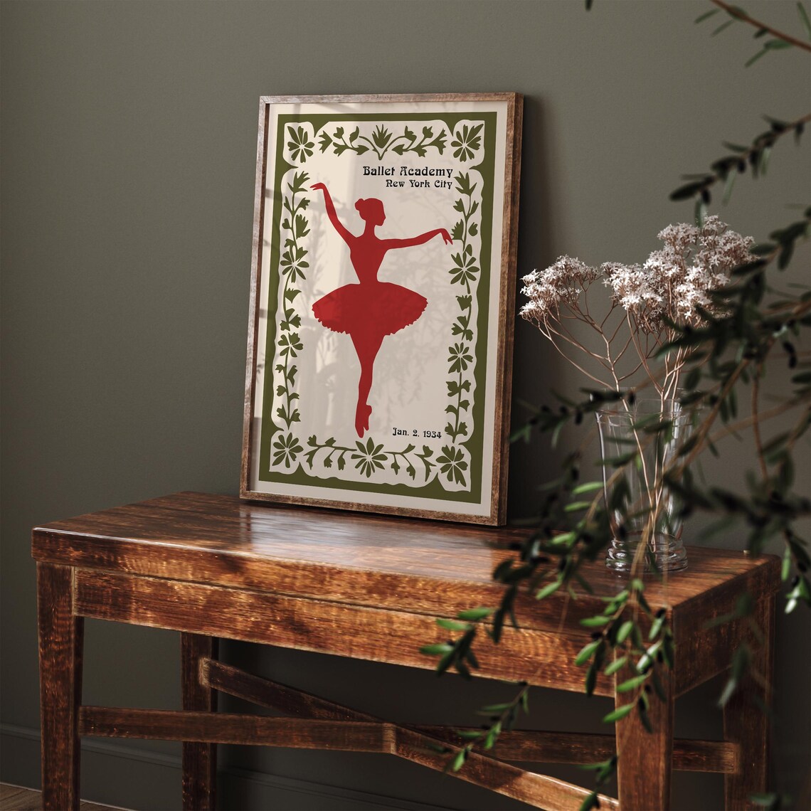 Ballet Academy New York City Red Ballerina Silhouette Poster - Image 3