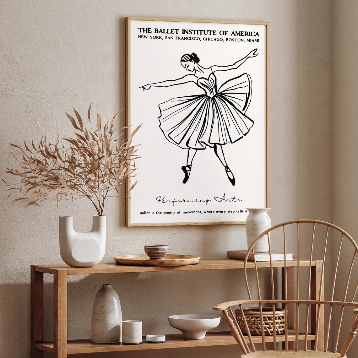 Ballet Institute of America Poster with Ballerina Sketch Art - Image 3