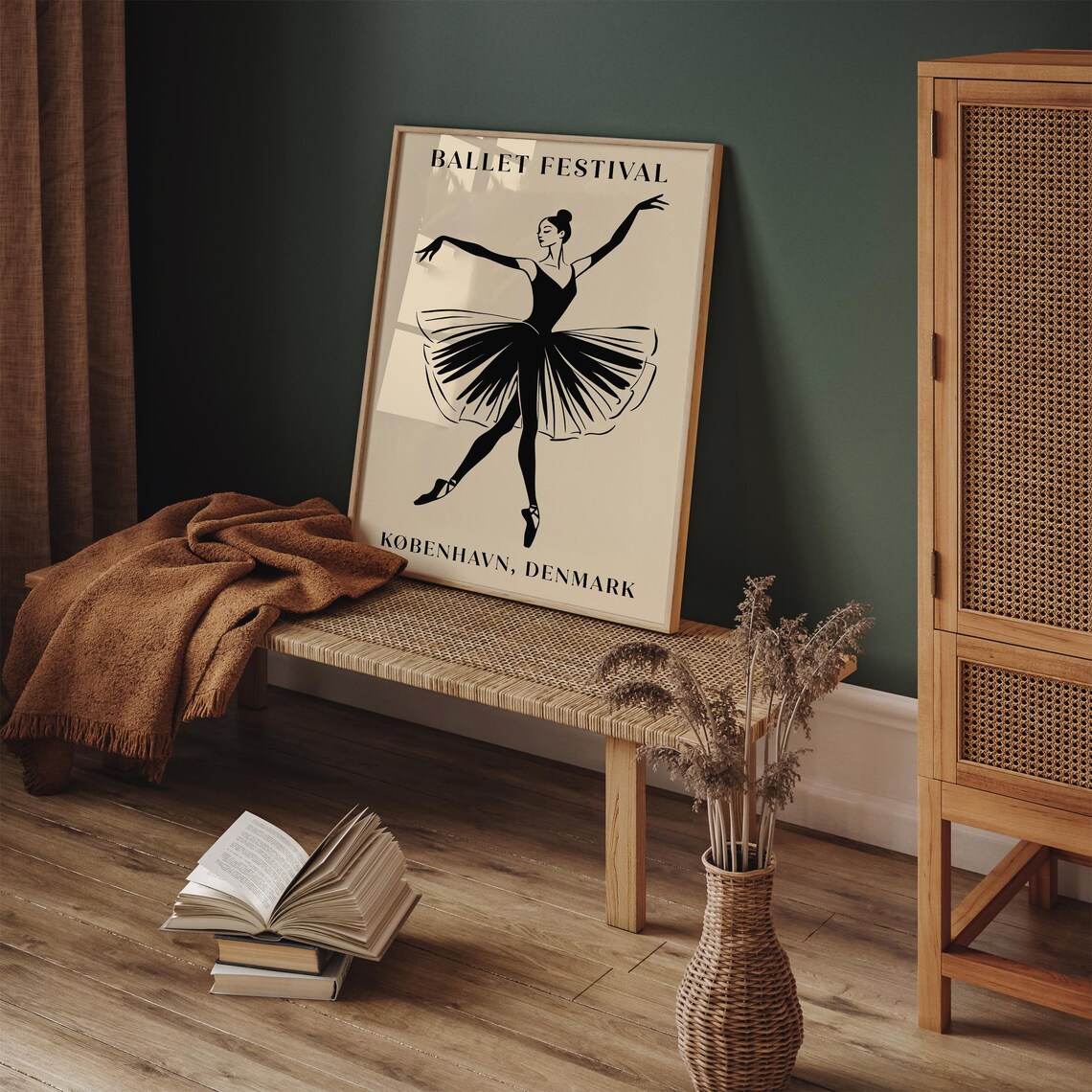 Ballet Festival Copenhagen Denmark Black Ballerina Silhouette Poster - Image 4