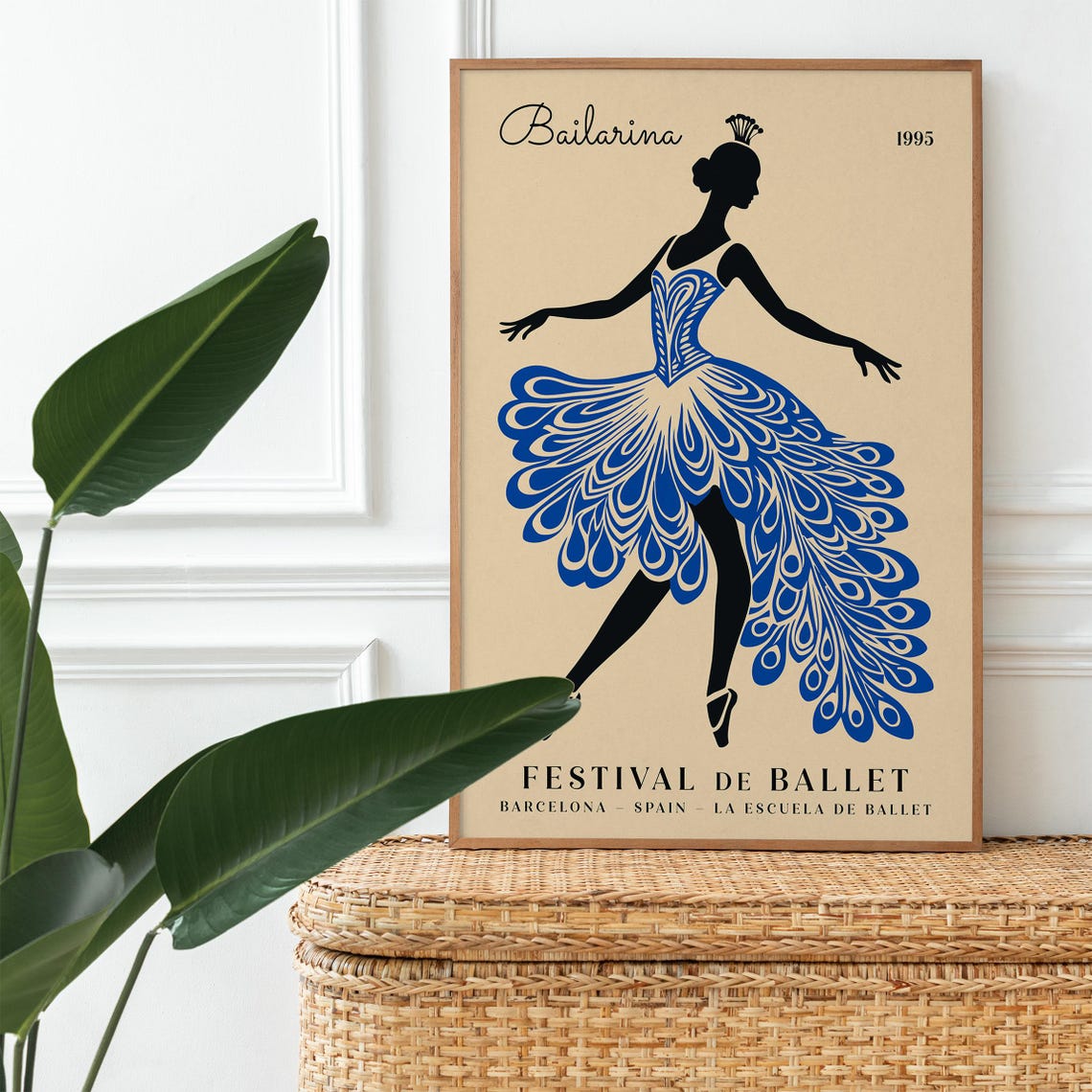 Festival de Ballet Barcelona 1995 Blue Peacock Tutu Dance Poster - Image 2