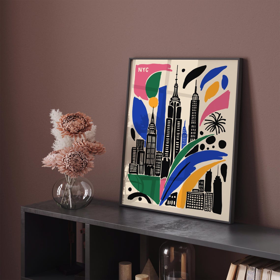 NYC Abstract Colorful Skyline with Empire State Building Poster - Image 3