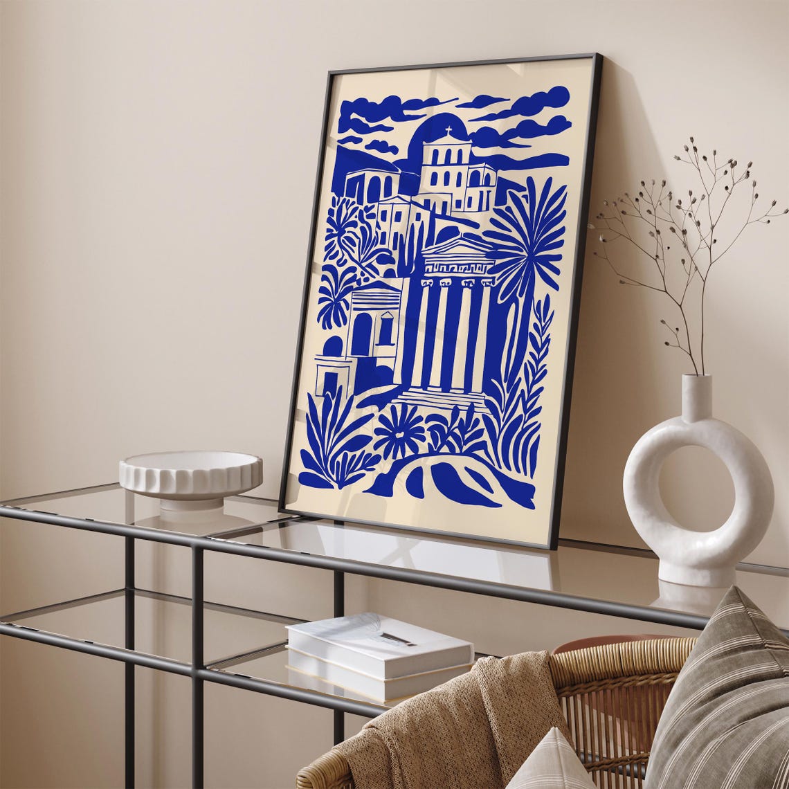 Athens Greece Blue Ancient Temple Landmark Travel Art Poster - Image 5