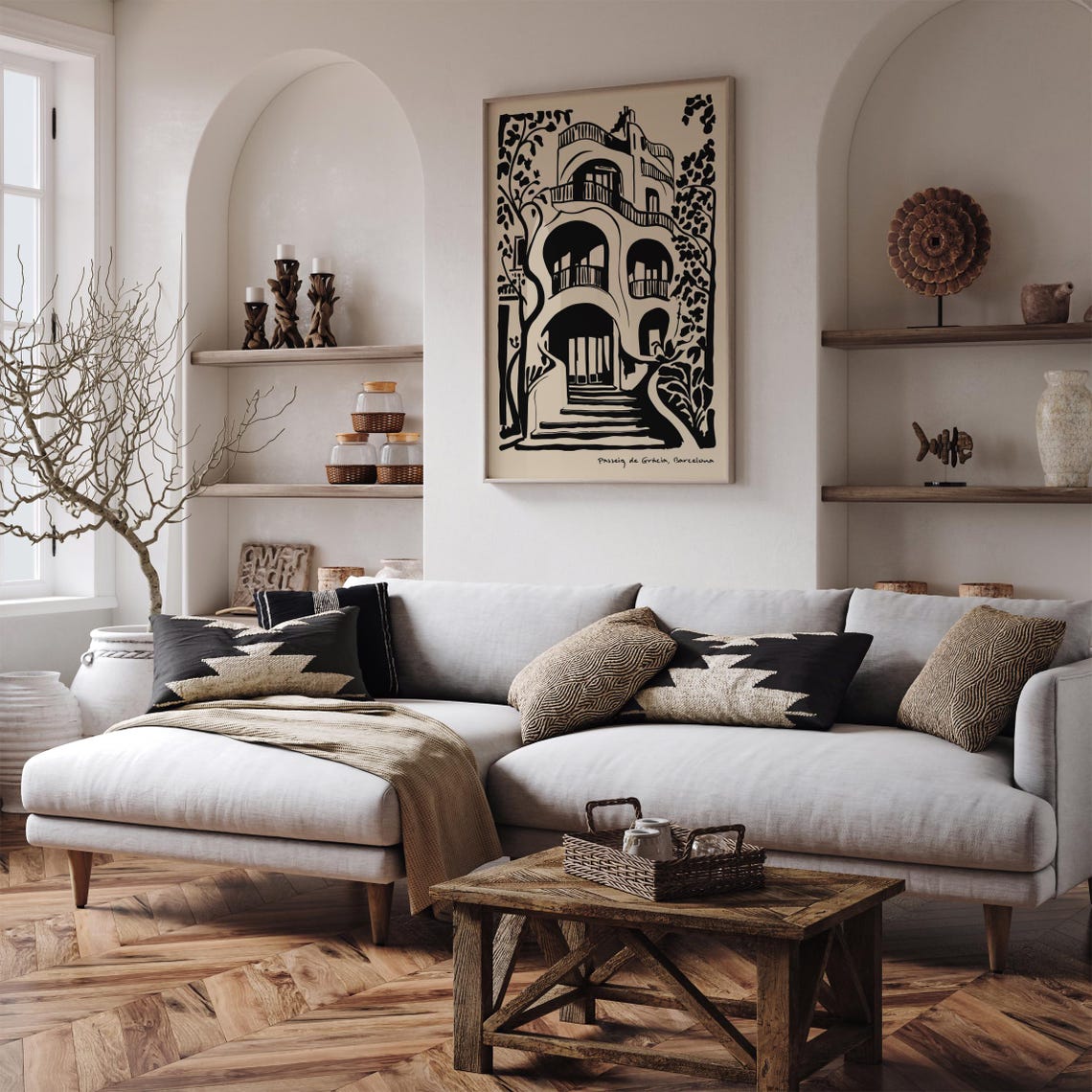 Casa Batllo Barcelona Black Ink Architectural Sketch Style Poster - Image 4
