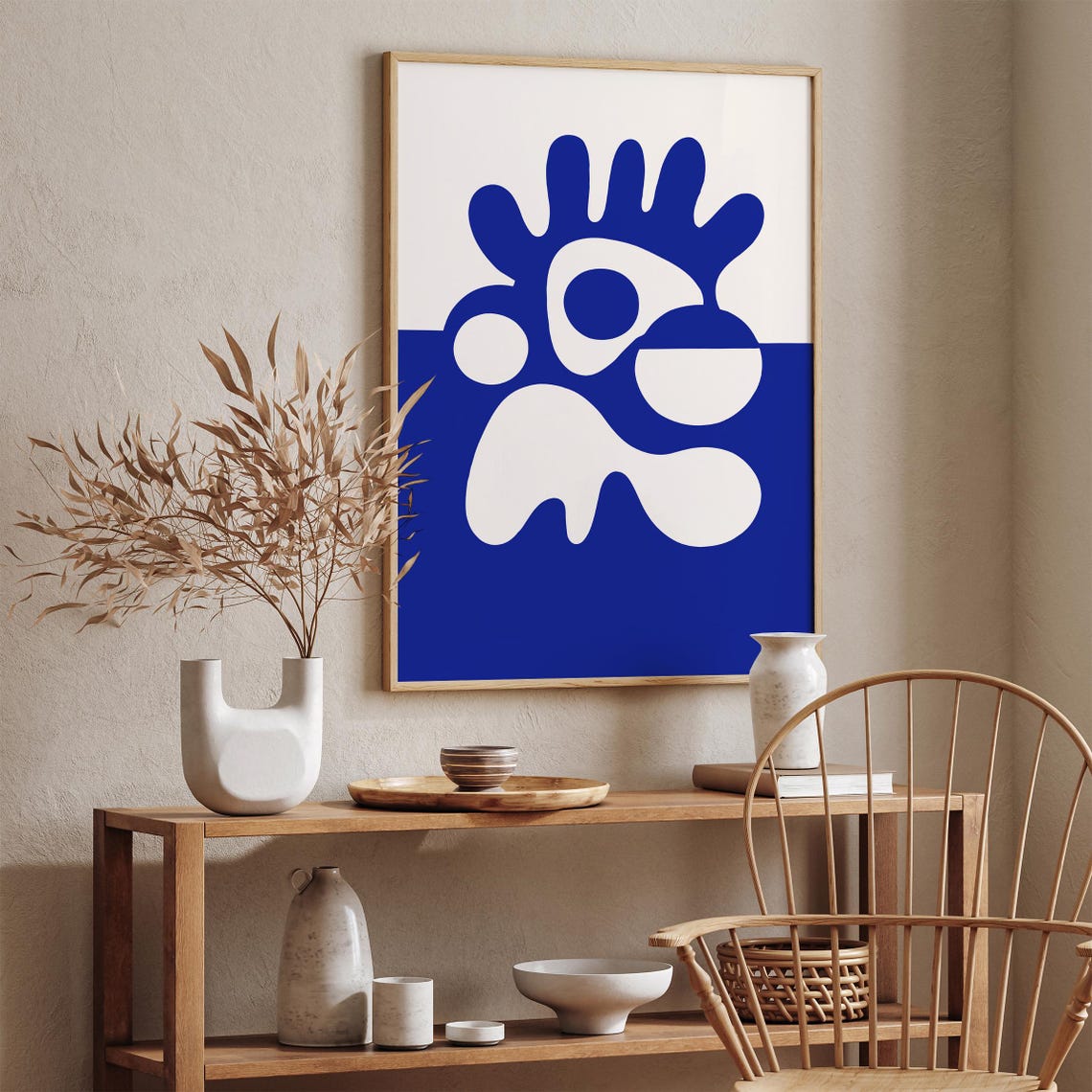 Bold Matisse Inspired Navy Blue and White Organic Shapes Poster - Image 6