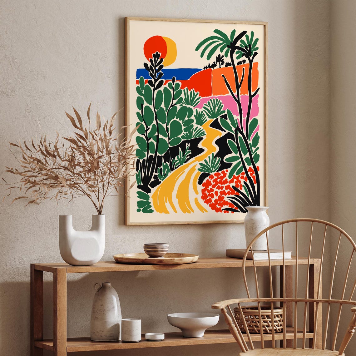 Tropical Jungle Path Colorful Botanical Landscape Art Poster - Image 2