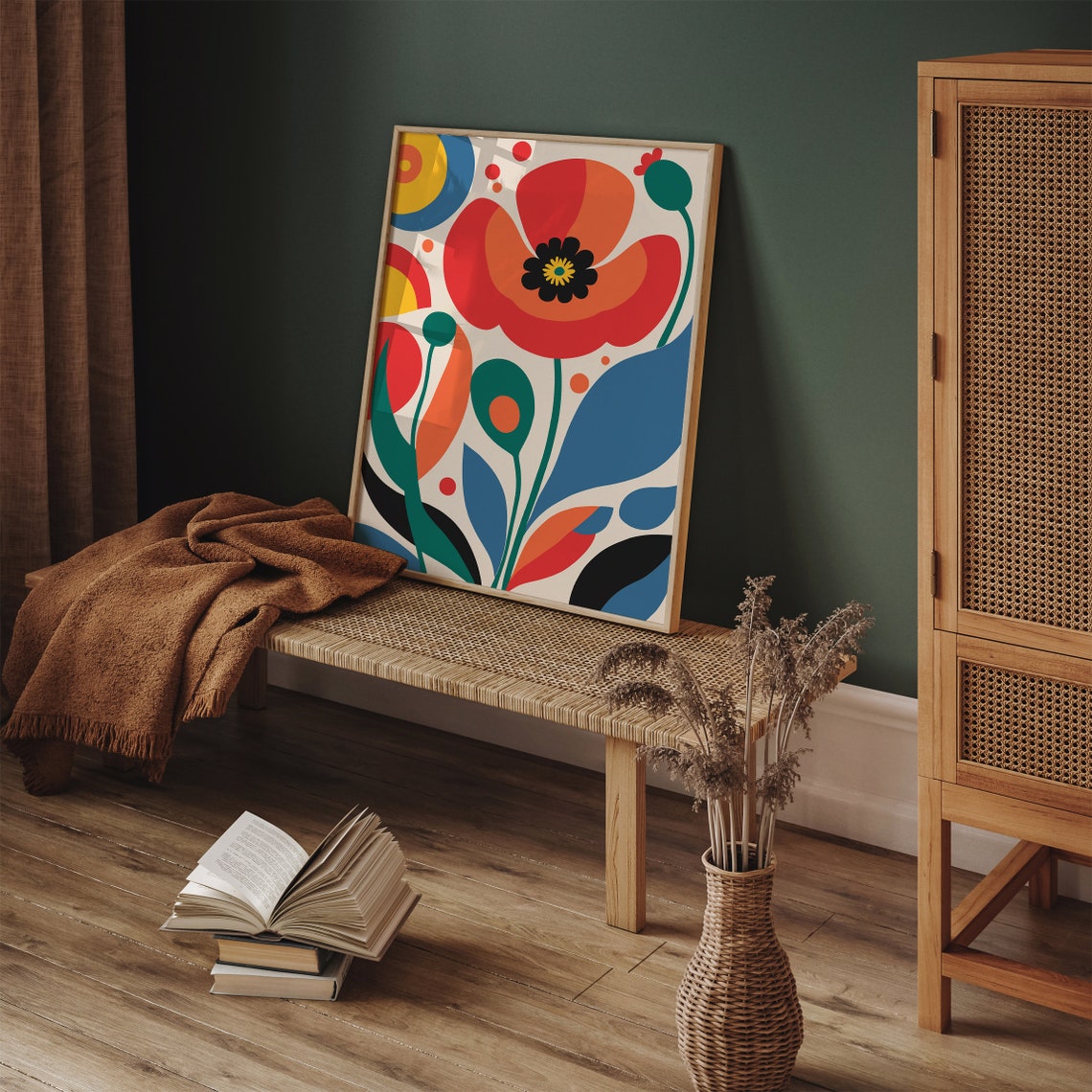 Vibrant Red Poppy Abstract Flowers Colorful Botanical Poster - Image 5