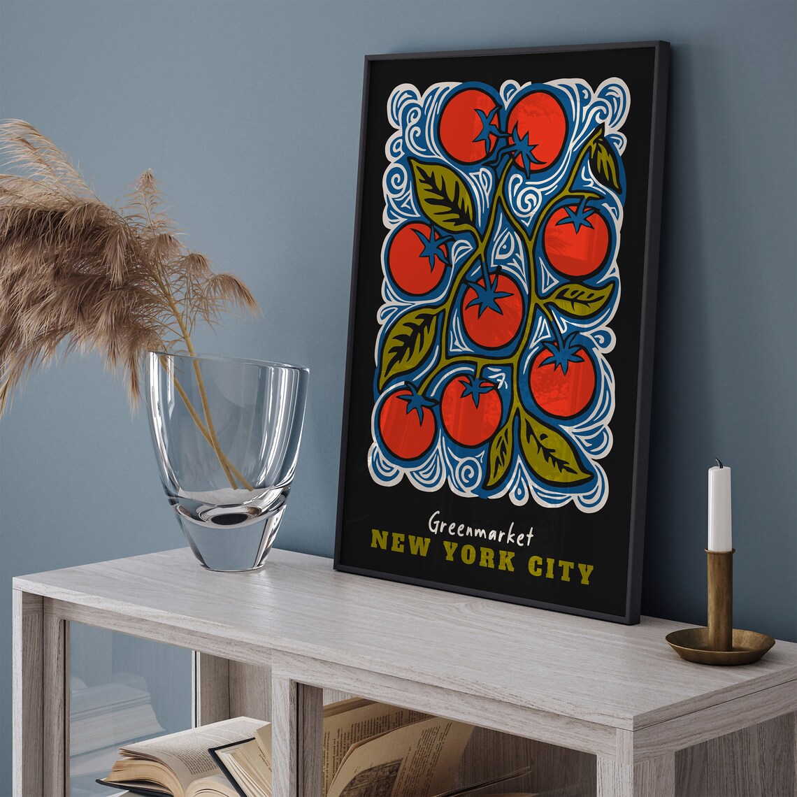 New York City Greenmarket Tomato Linocut Farmers Market Poster - Image 3