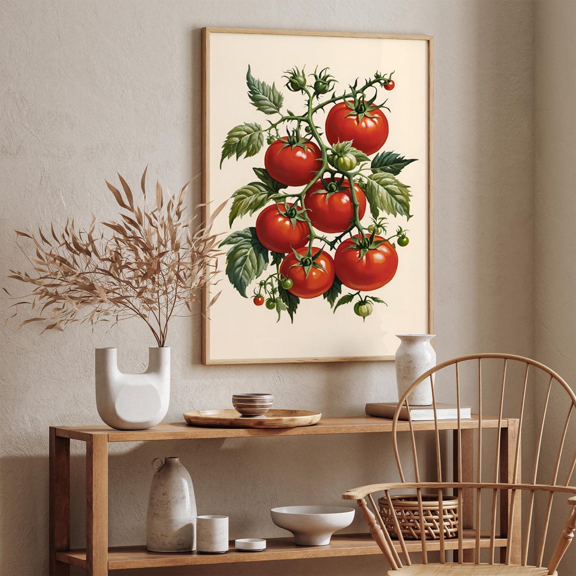 Vintage Red Tomato Vine Botanical Illustration Kitchen Decor Poster - Image 2