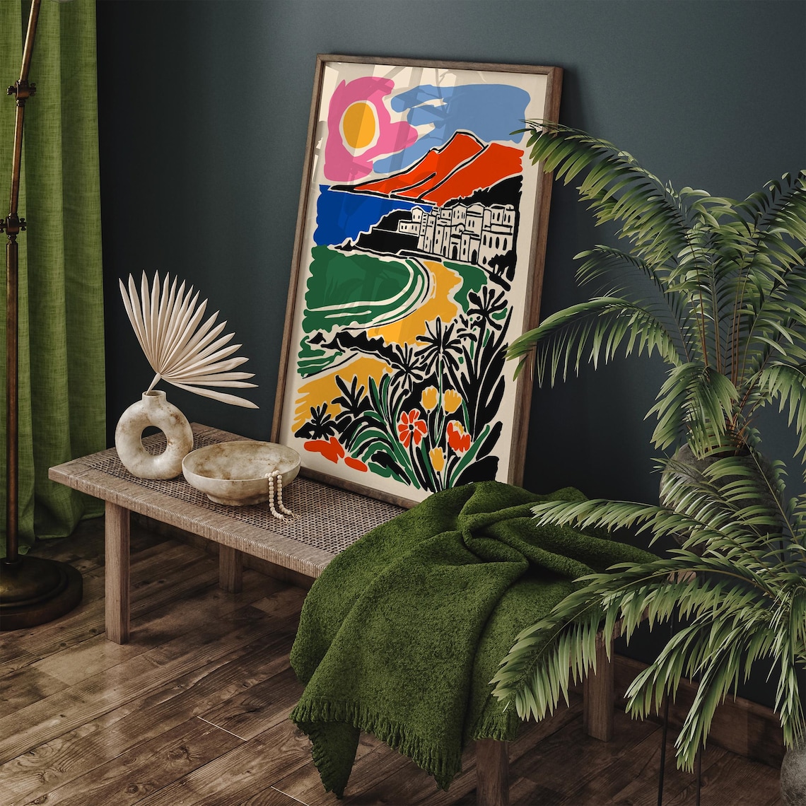 Colorful Mediterranean Coastal Town Sunset Beach Travel Poster - Image 6