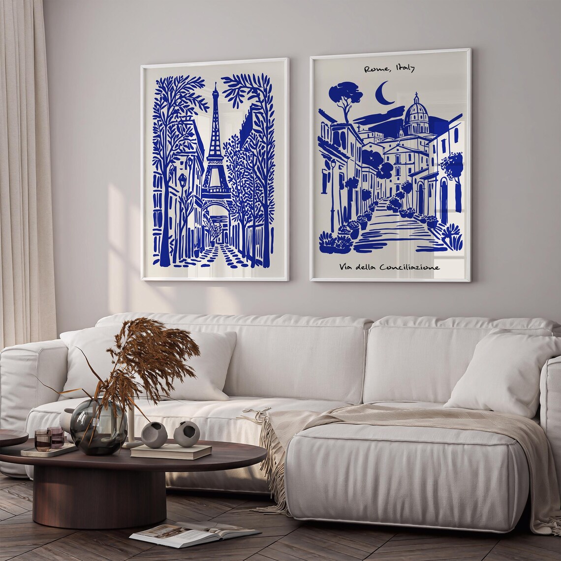 Rome Italy Via della Conciliazione Indigo Night Moonlit Street Poster - Image 3