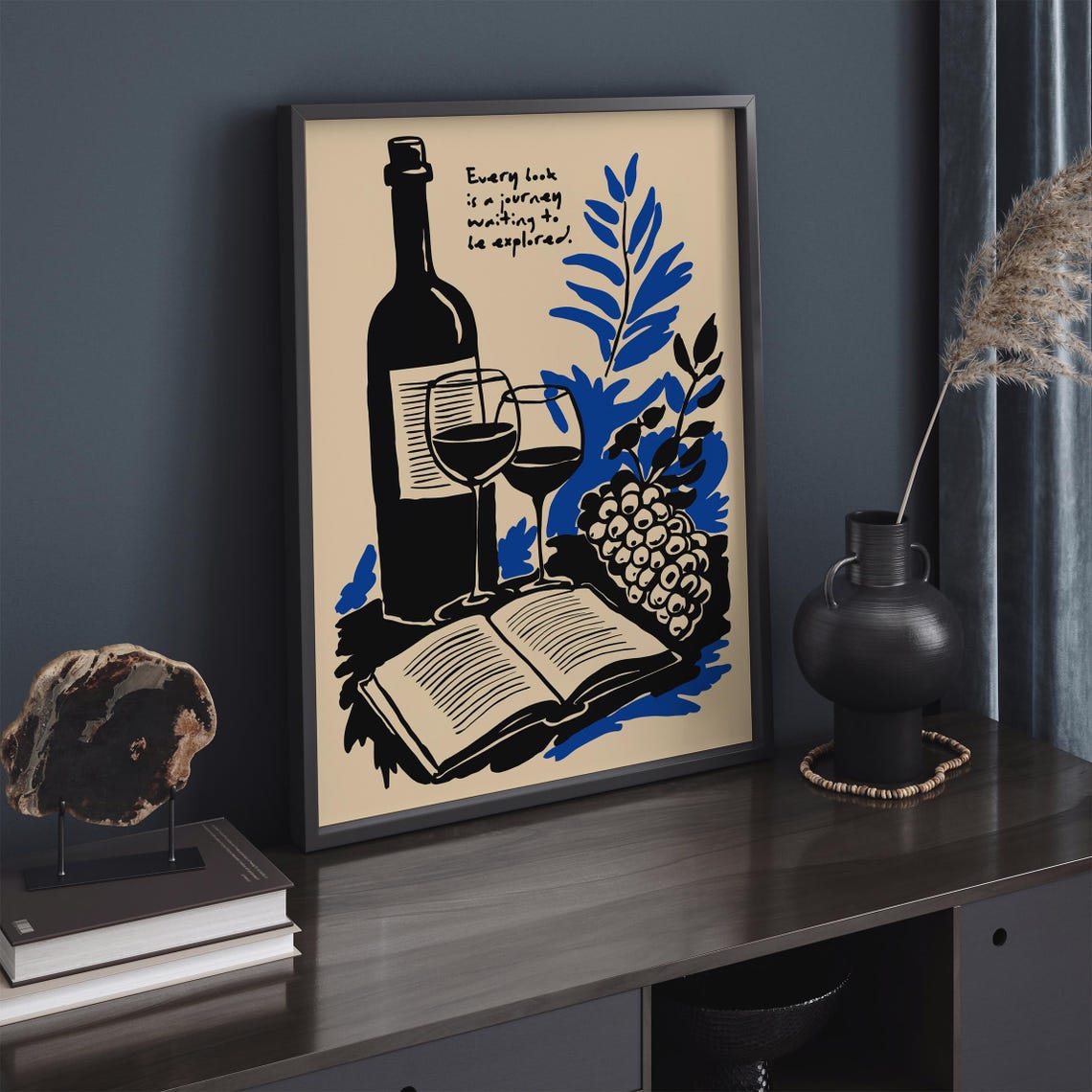 Every Book Is a Journey Quote Wine Lovers Literary Reading Print - Image 2