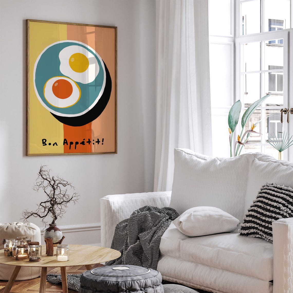 Bon Appétit Fried Eggs Retro Kitchen Breakfast Decor Art Poster - Image 5
