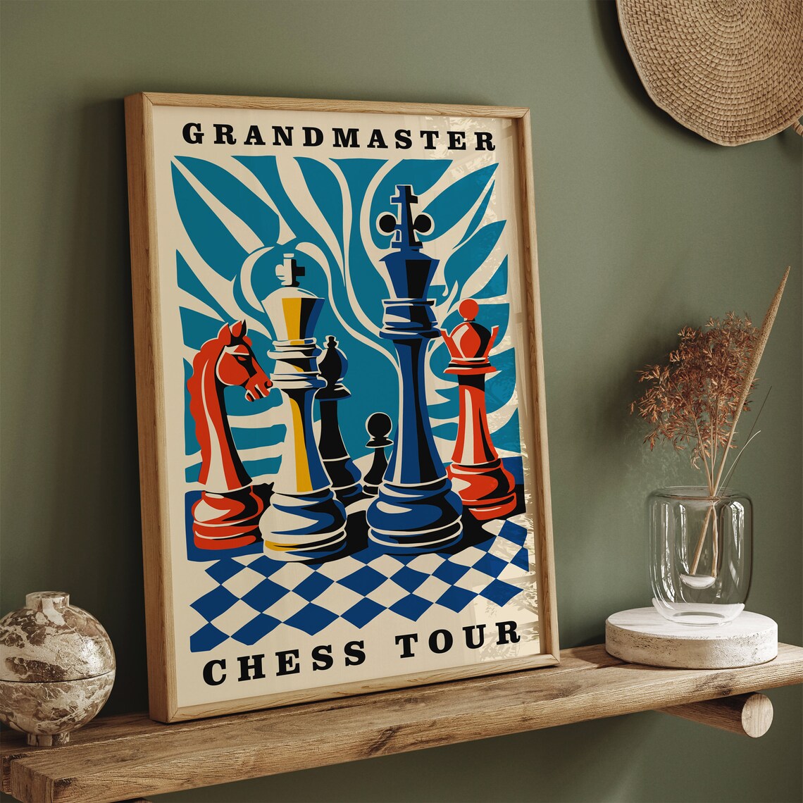 Grandmaster Chess Tour Colorful Pop Art Towering Chess Pieces Poster - Image 3