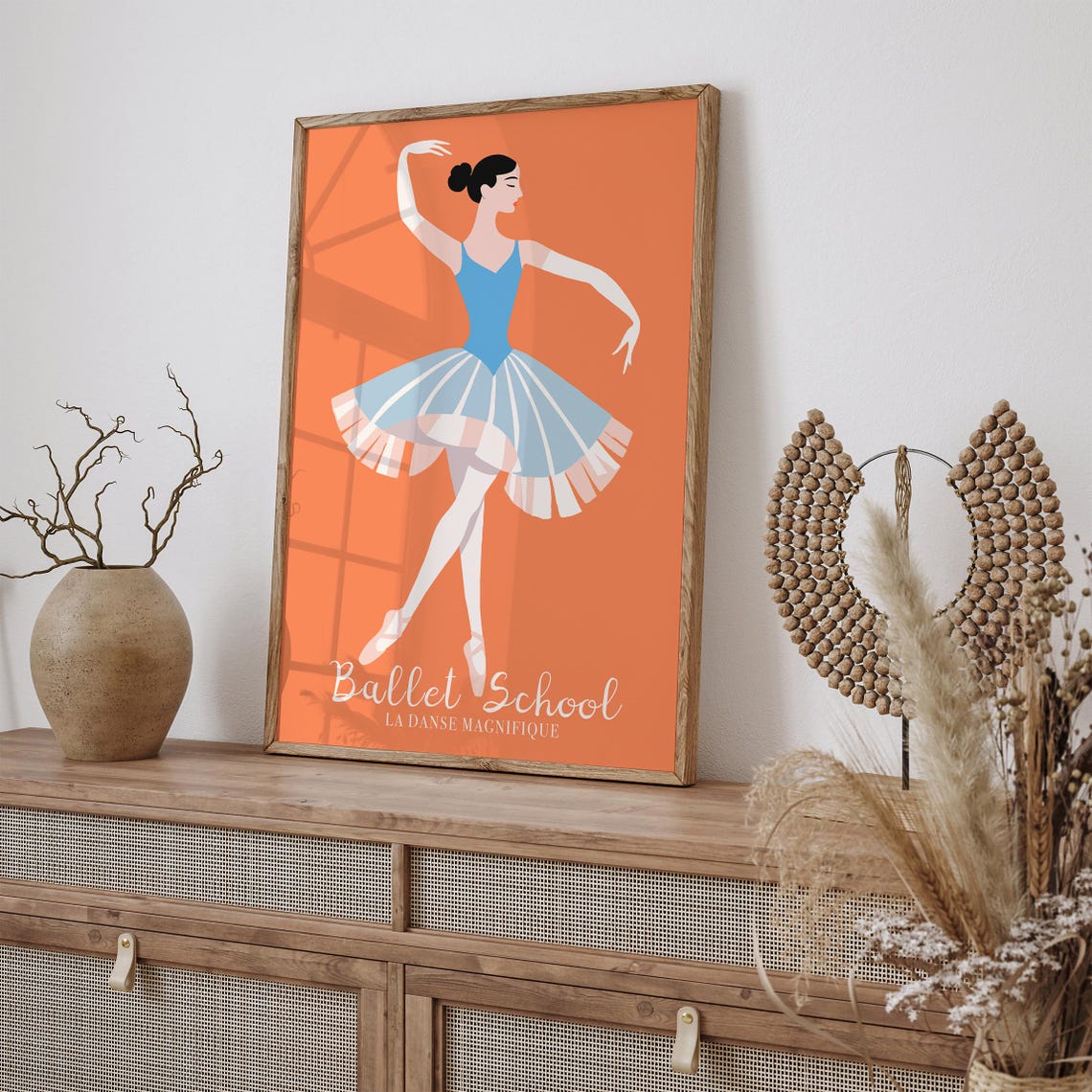 Peach Color Ballet Poster Girly Ballet Print Dancer In Blue Dress Floral Art Music Wall Art Nursery Room Ballerina Print 24x36 Poster - Image 3