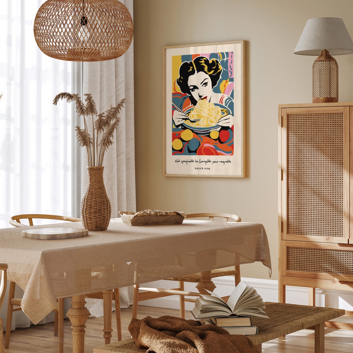 Eat Spaghetti To Forgetti Your Regretti Pop Art Kitchen Poster - Image 3