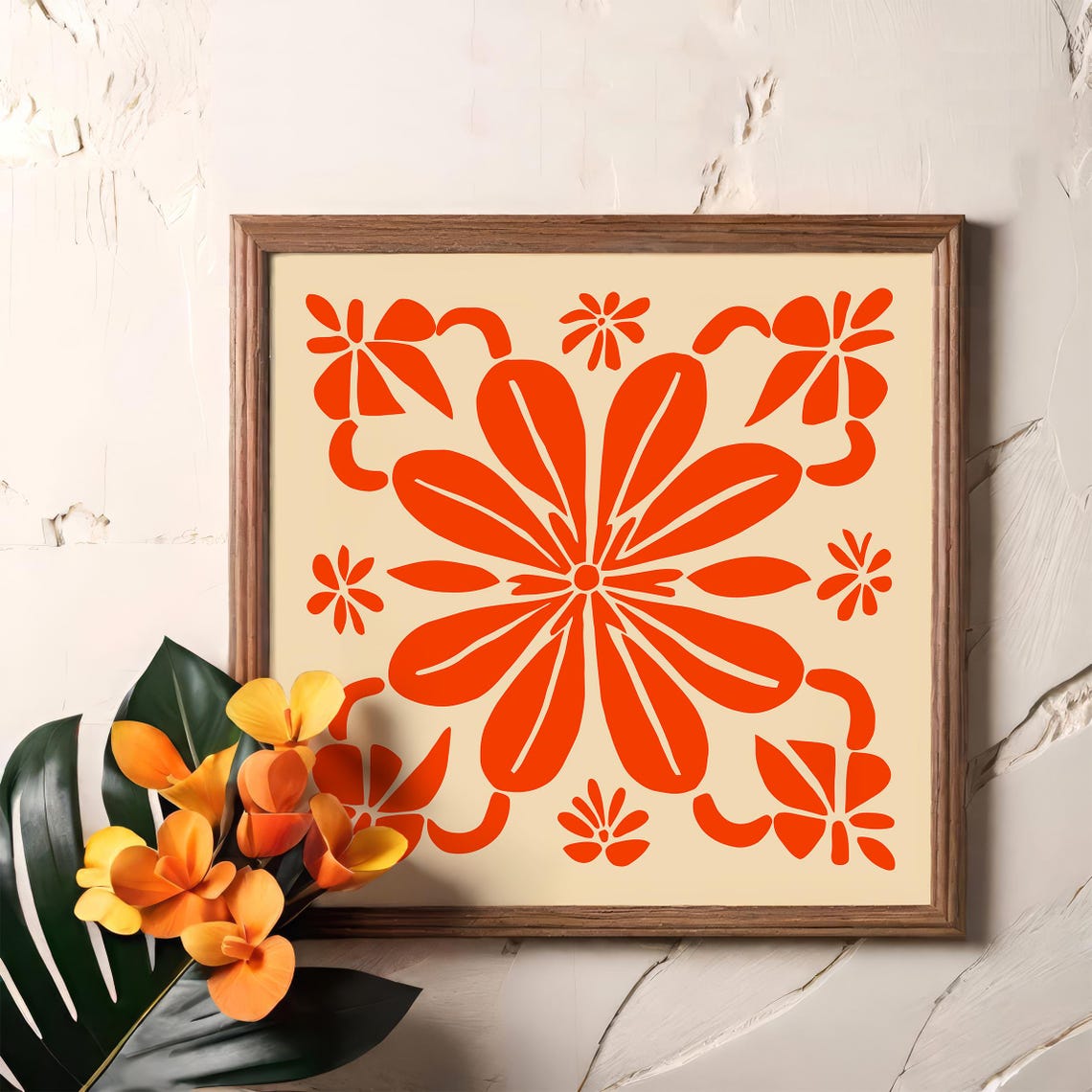 Matisse Style Red Floral Cutouts Modern Botanical Art Poster - Image 4