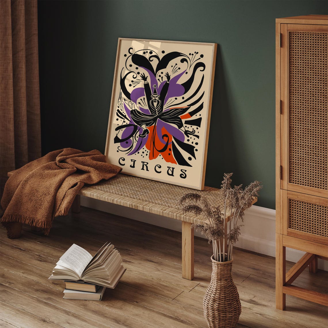Circus Magician Purple Black Retro Illustration Carnival Decor Poster - Image 5