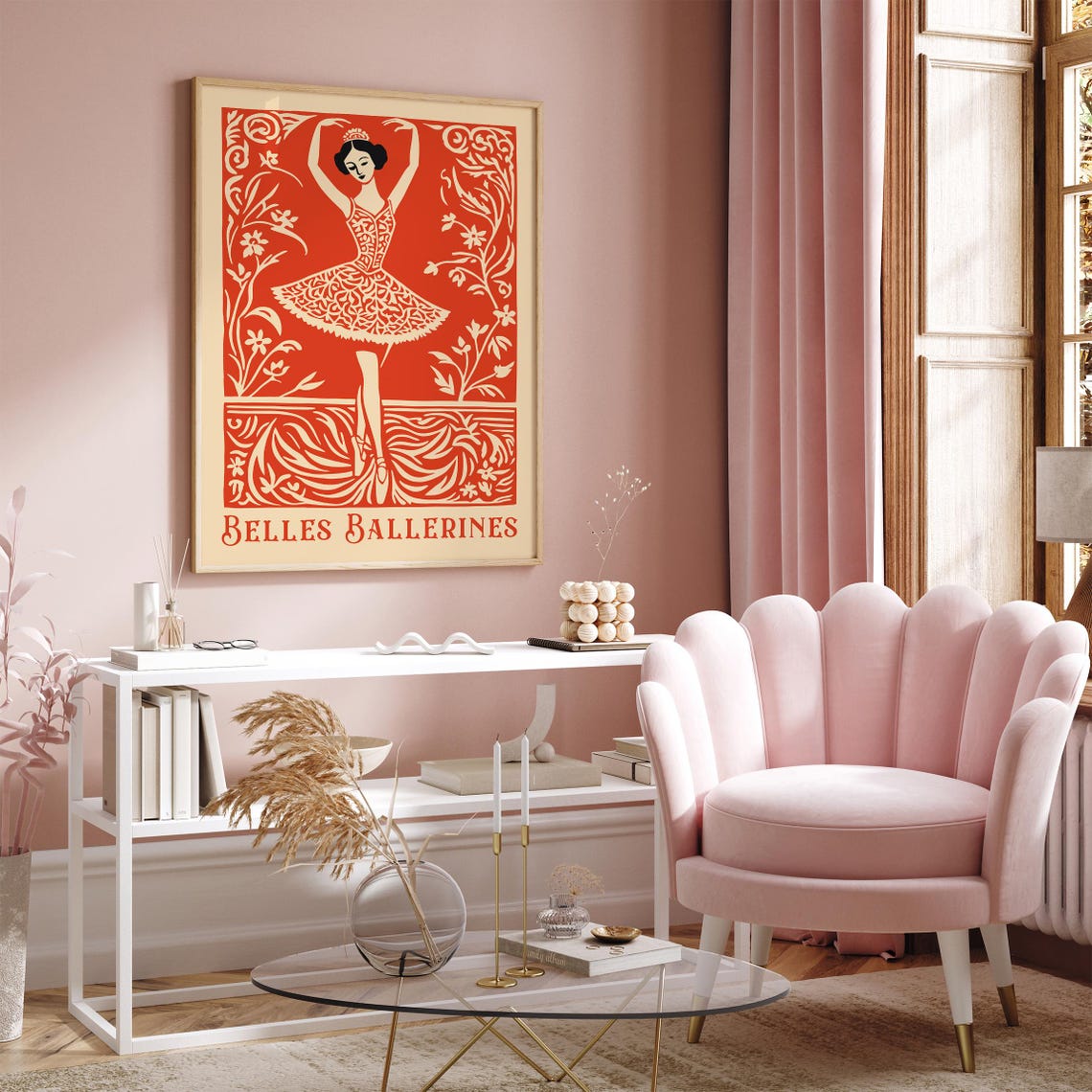 Elegant Vintage French Belles Ballerines Red Tutu Dancer Poster - Image 3