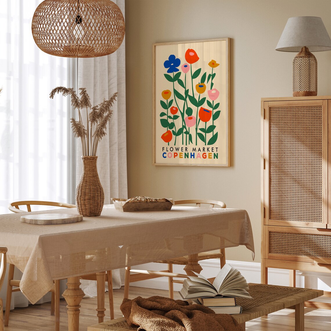 Colorful Copenhagen Flower Market Mid Century Botanical Poster - Image 2