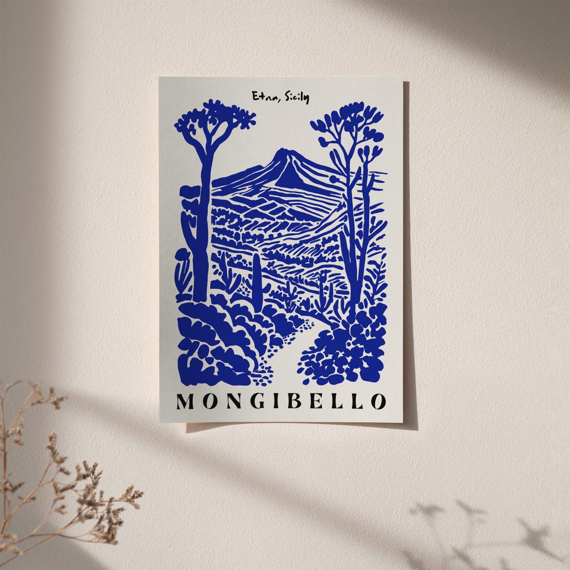 Etna Sicily Blue Indigo Mongibello Volcano Landscape Wall Poster - Image 4
