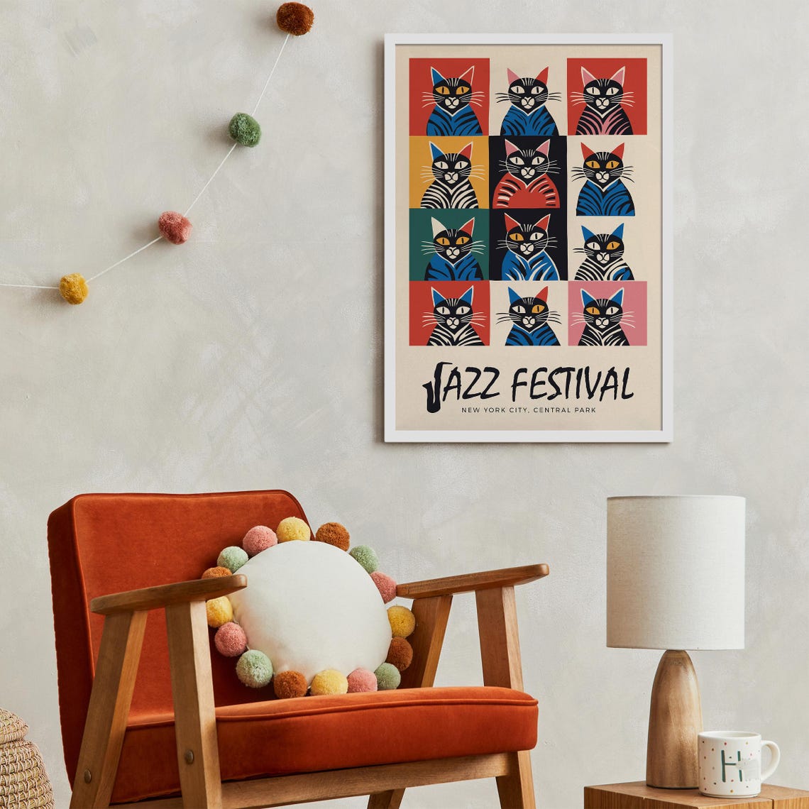 New York City Jazz Music Festival Print Central Park Cats Poster Music Festival Wall Art Gift Idea For Cat Owners Funny Animal Print - Image 4