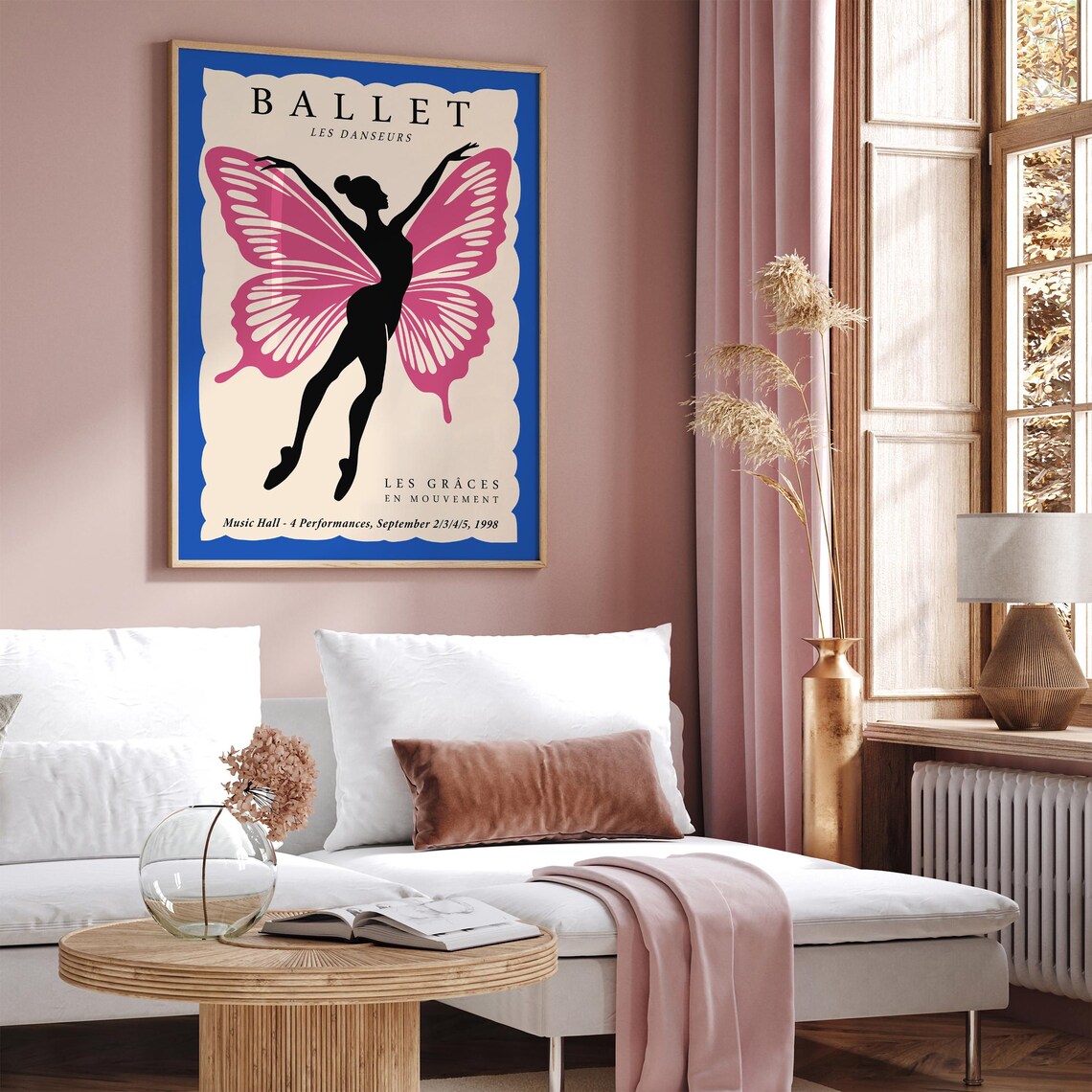 Ballet Les Danseurs 1998 Pink Butterfly Wings Ballerina Poster - Image 4