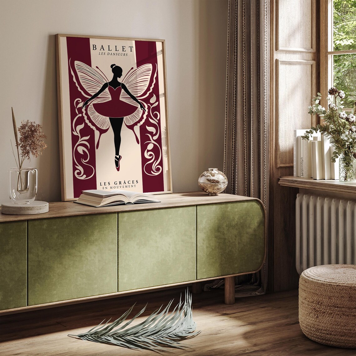 Ballet Les Danseurs Burgundy Butterfly Tutu Ballerina Poster - Image 3