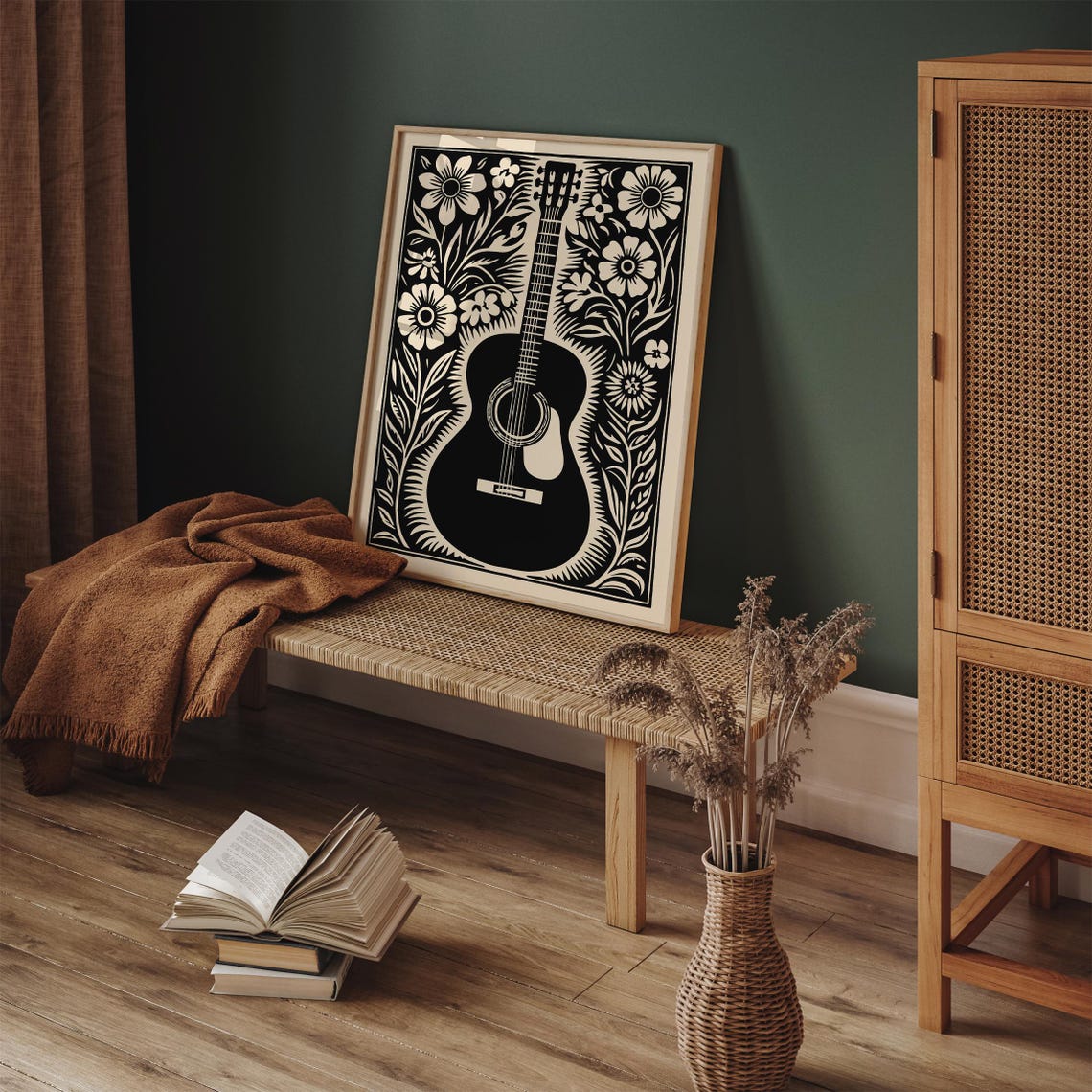 Country Music Poster Black Music Poster Western Wall Art Nashville Floral Poster Farmhouse Decor Country Music Fan Cowboy Wall Art - Image 3