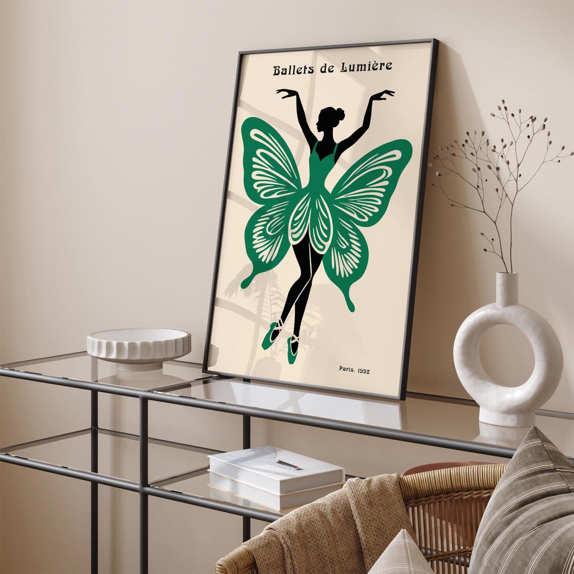 Ballets de Lumière Paris 1992 Poster with Green Butterfly Dancer - Image 2