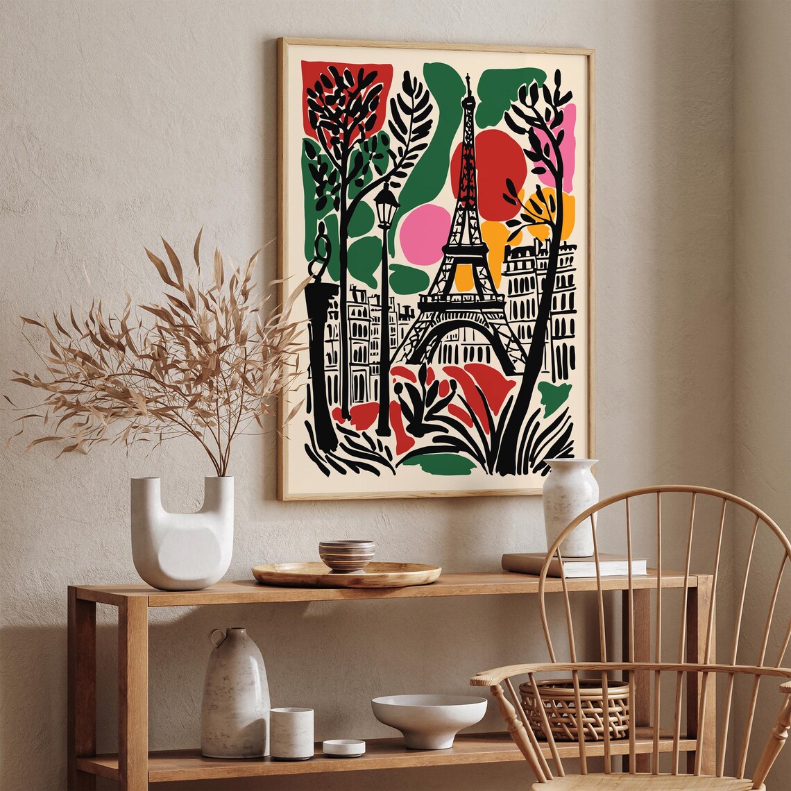 Colorful Eiffel Tower Parisian Street Sunset City Travel Poster - Image 3