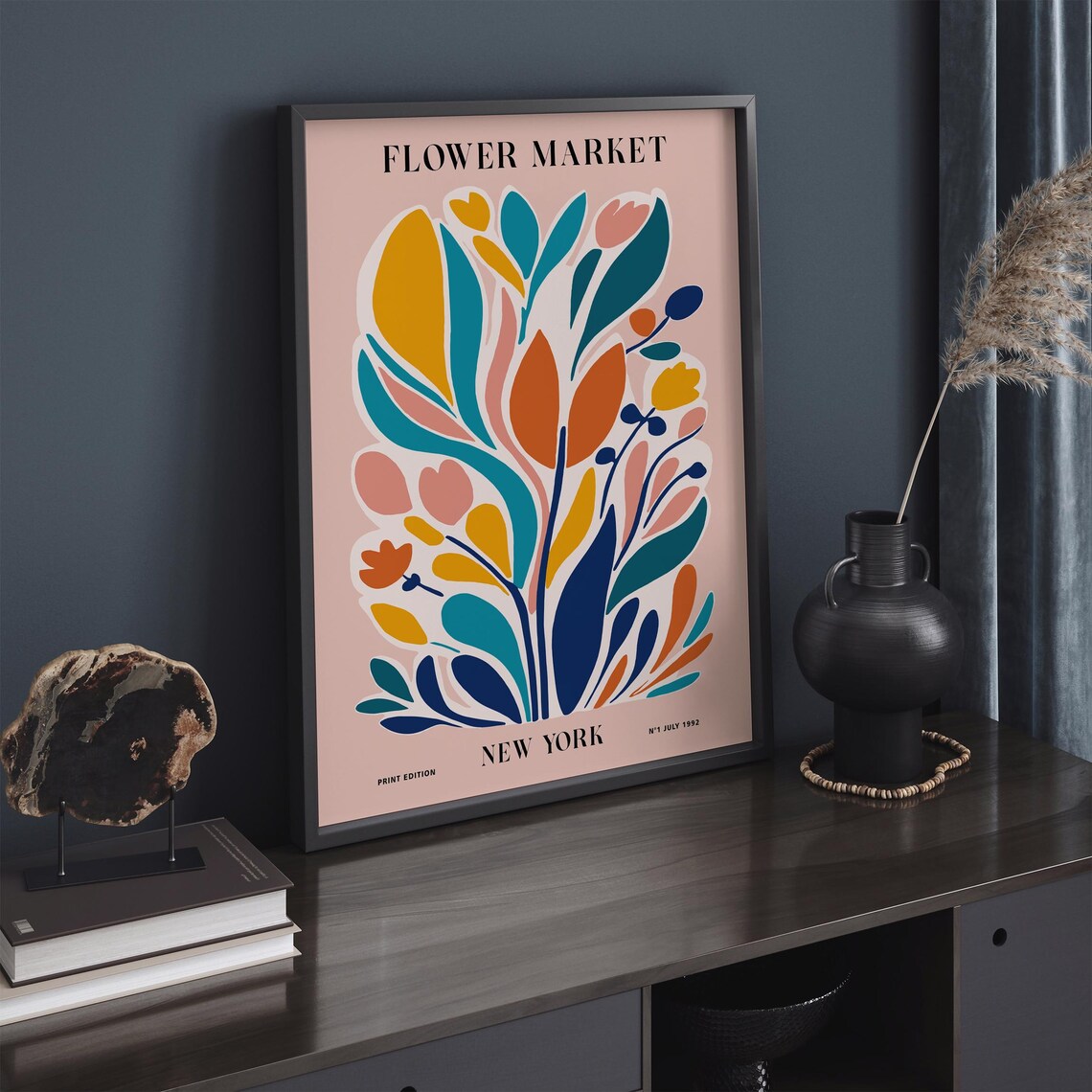 Flower Market New York 1992 Colorful Abstract Botanical Art Poster - Image 5