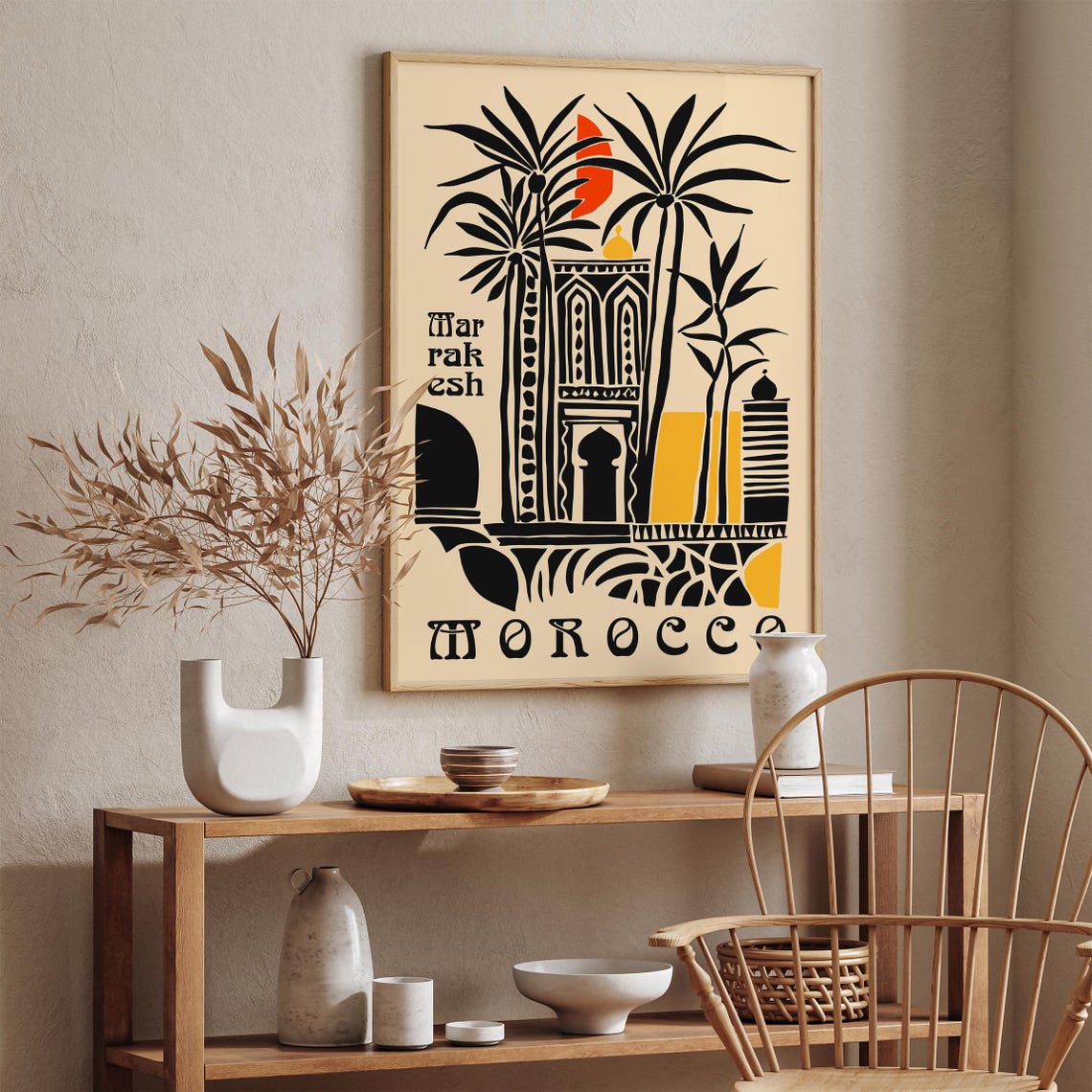 Marrakesh Morocco Moorish Architecture Palm Tree Travel Poster - Image 3
