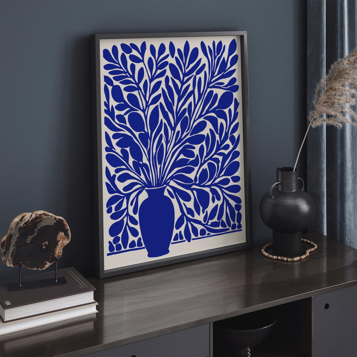 Bold Blue Floral Vase Cutout Matisse Style Botanical Wall Poster - Image 6