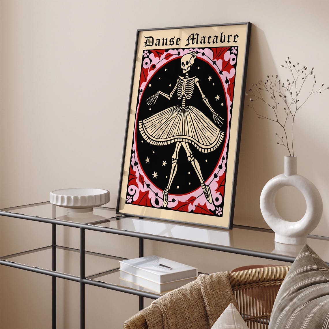 Gothic Danse Macabre Red Skeleton Ballerina Halloween Poster - Image 4