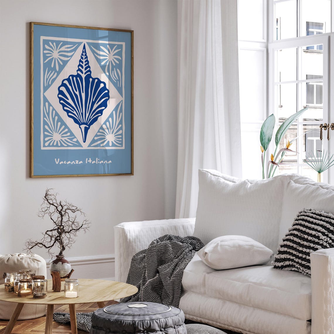 Vacanza Italiana Blue Seashell Poster with Italian Coastal Tile Art - Image 6
