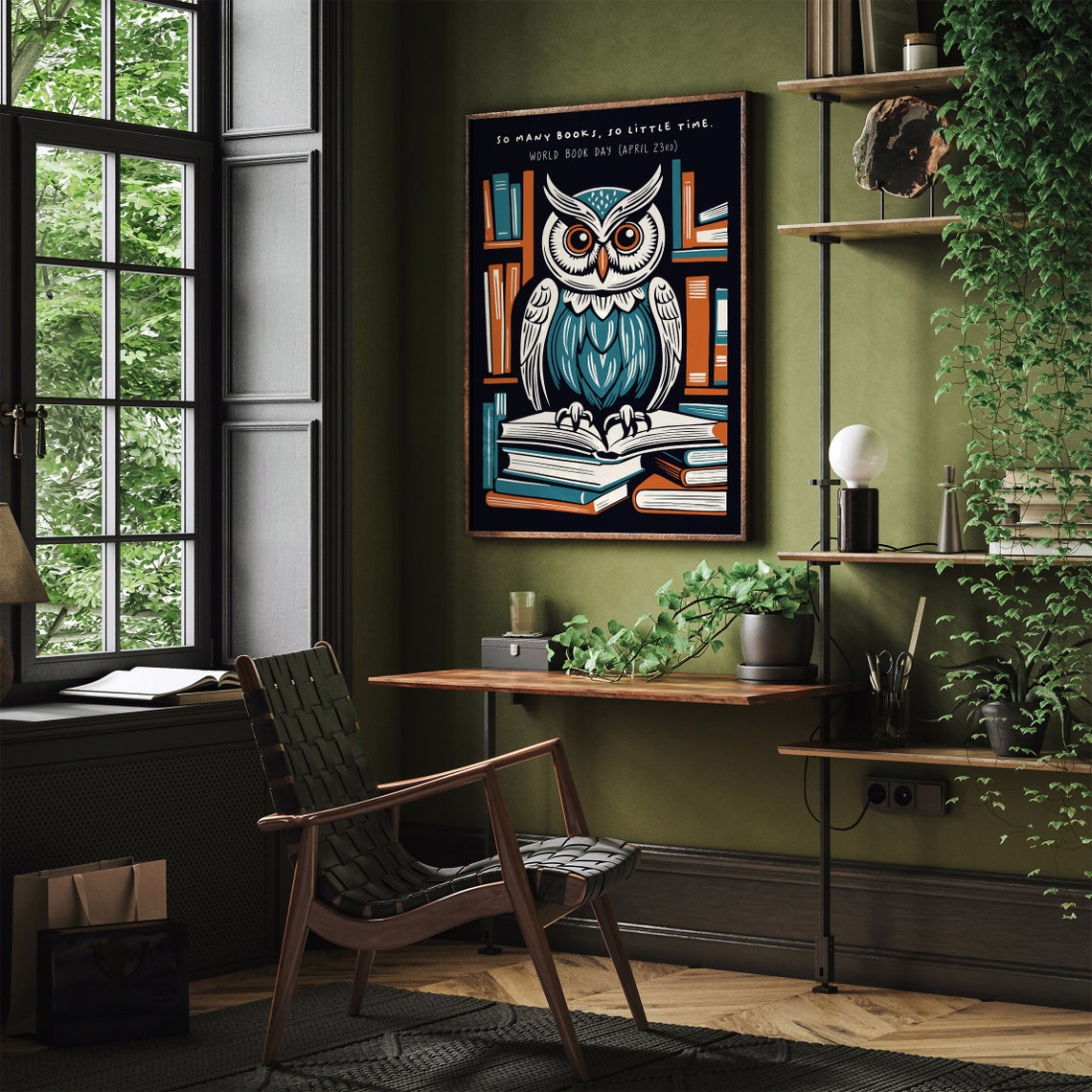 World Book Day Owl So Many Books So Little Time Library Poster - Image 4